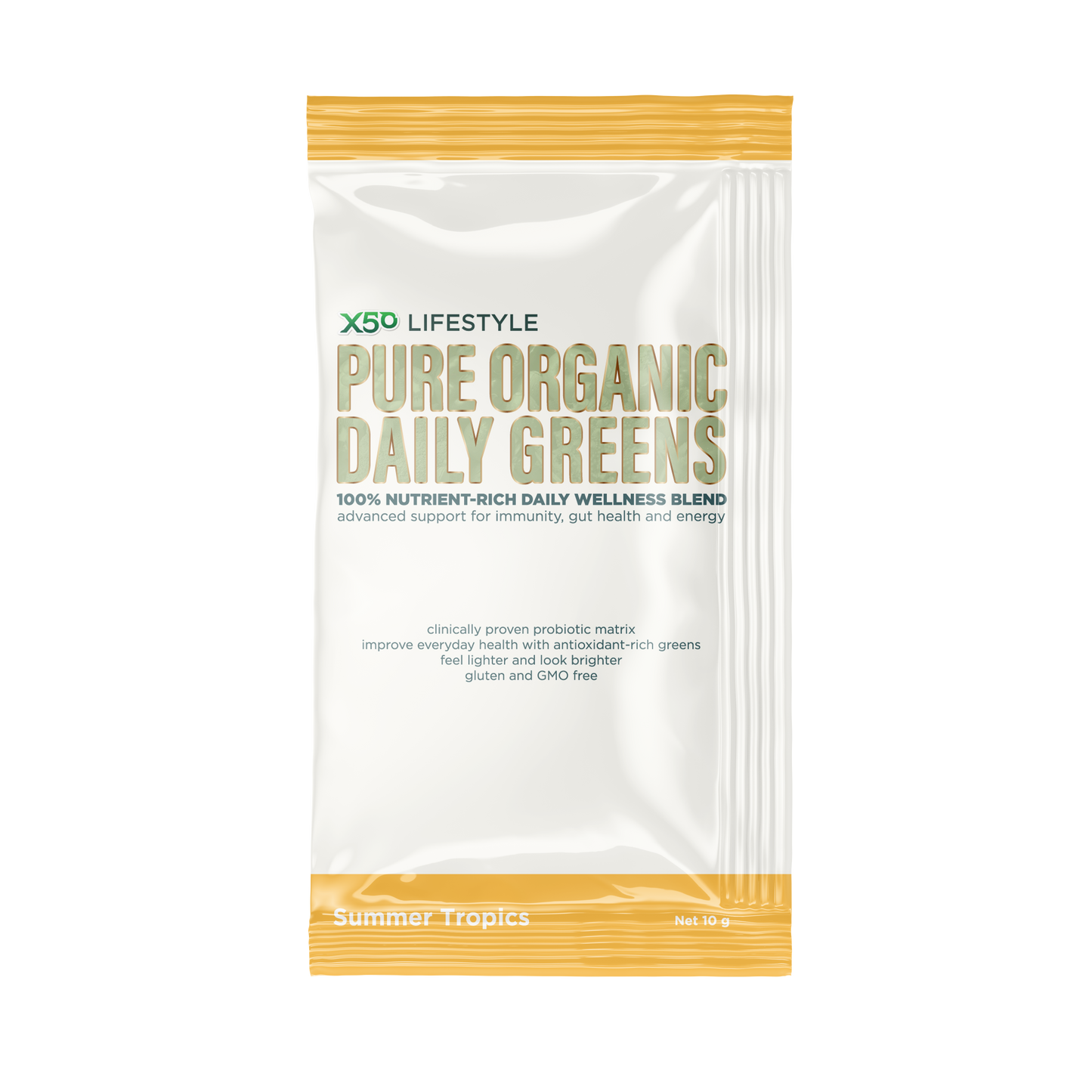 X50 DAILY ORGANIC GREENS SINGLE SERVE SUMMER TROPICS