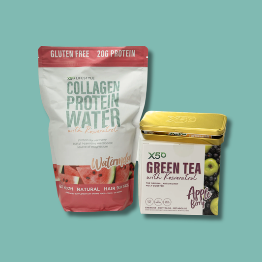 Youthful Energy Bundle: X50 Collagen Protein Water & X50 Green Tea 60 serve