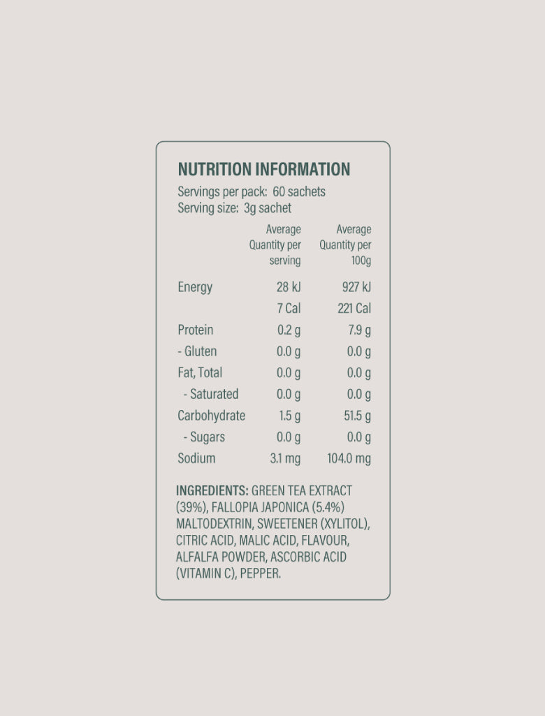 Mango X50 Green Tea Nutrition Facts