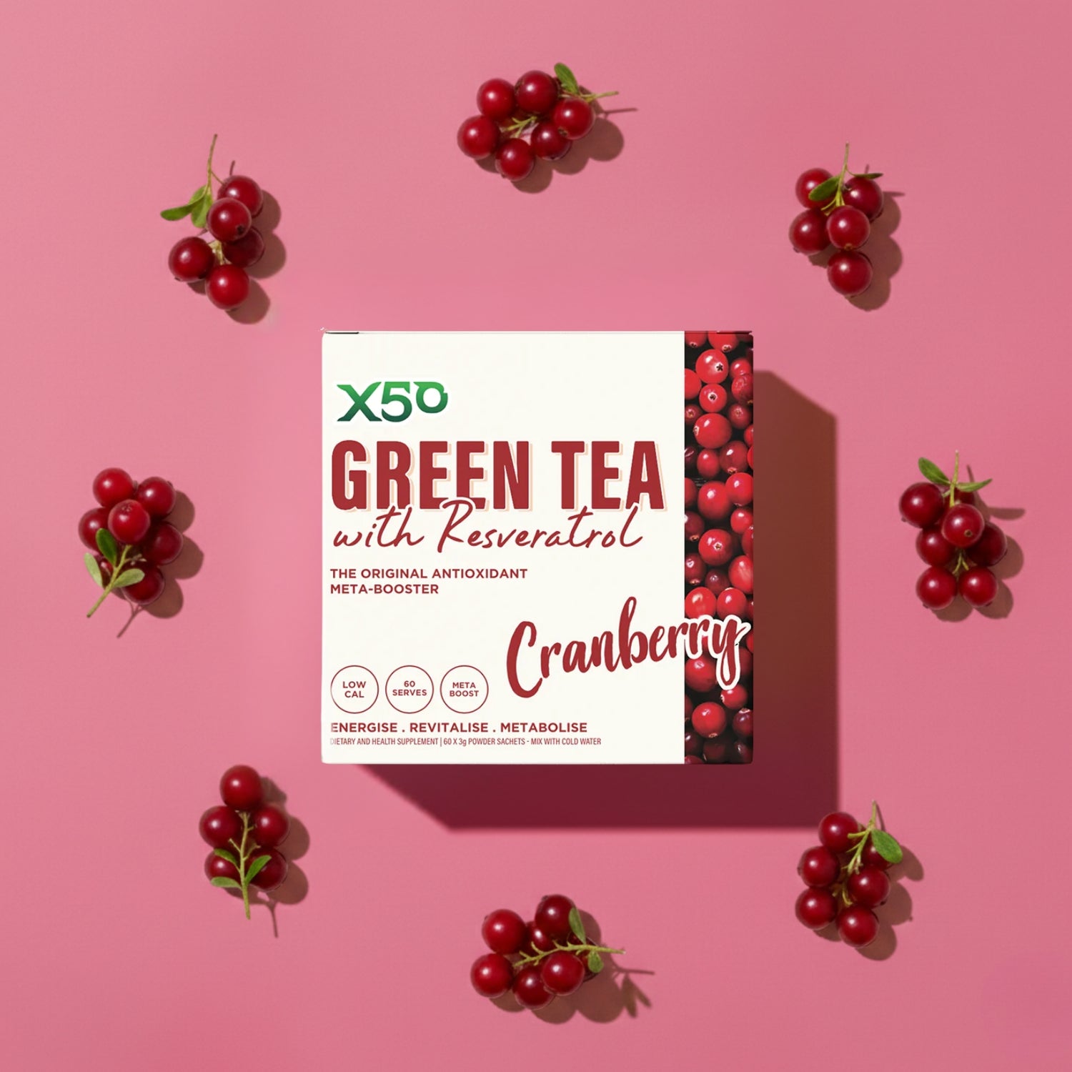 Cranberry Green Tea X50 Resveratrol 60 Serves