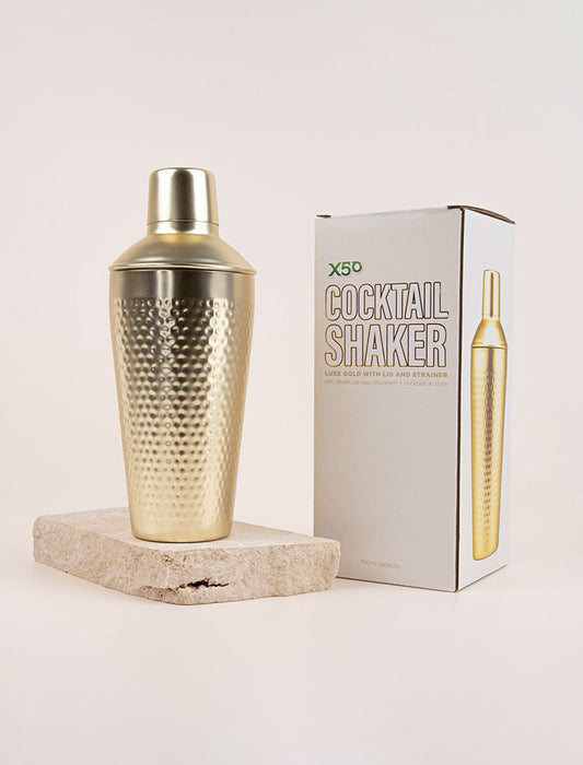 X50 Luxe Gold Cocktail Shaker With Lid & Strainer - 700ml