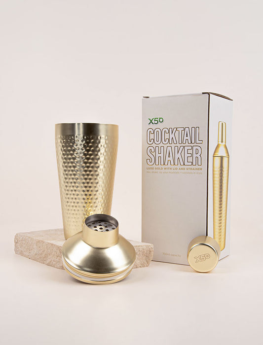 X50 Luxe Gold Cocktail Shaker With Lid & Strainer - 700ml