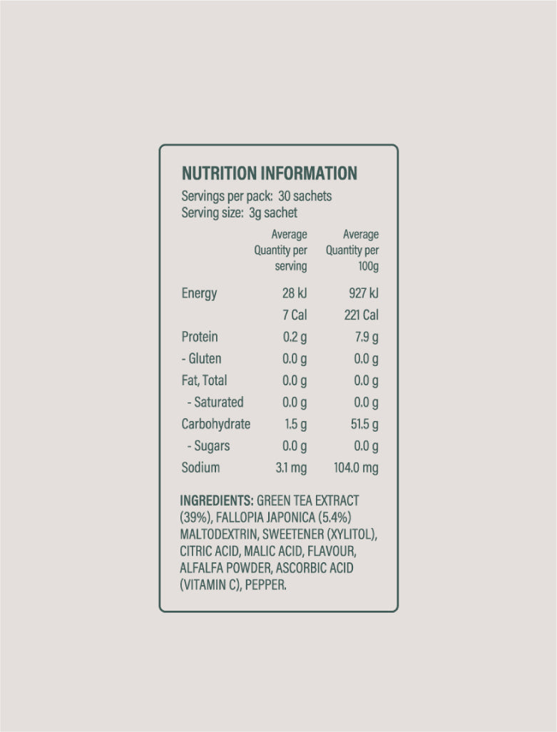 Mango X50 Green Tea Nutrition Facts