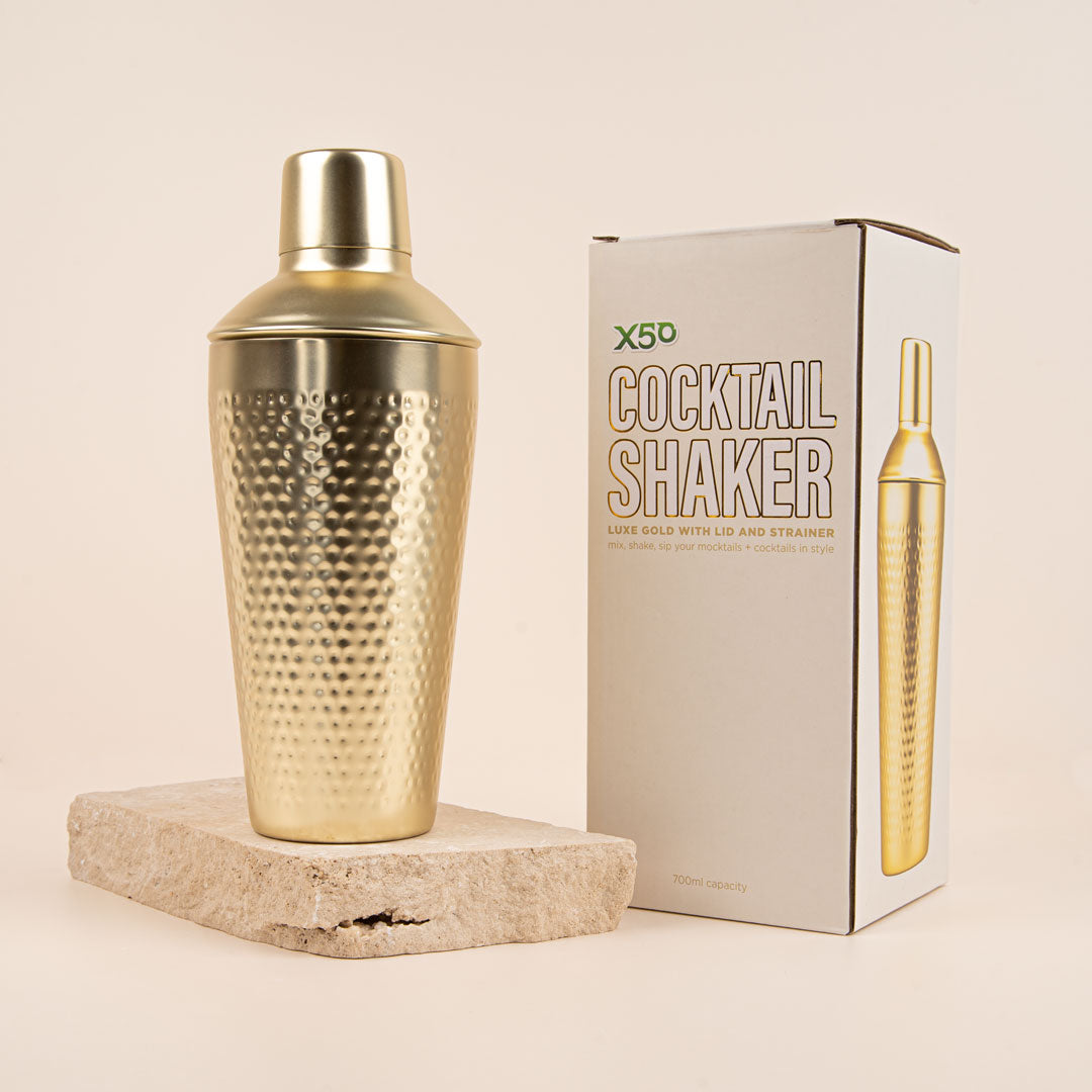 X50 Luxe Gold Cocktail Shaker With Lid & Strainer - 700ml