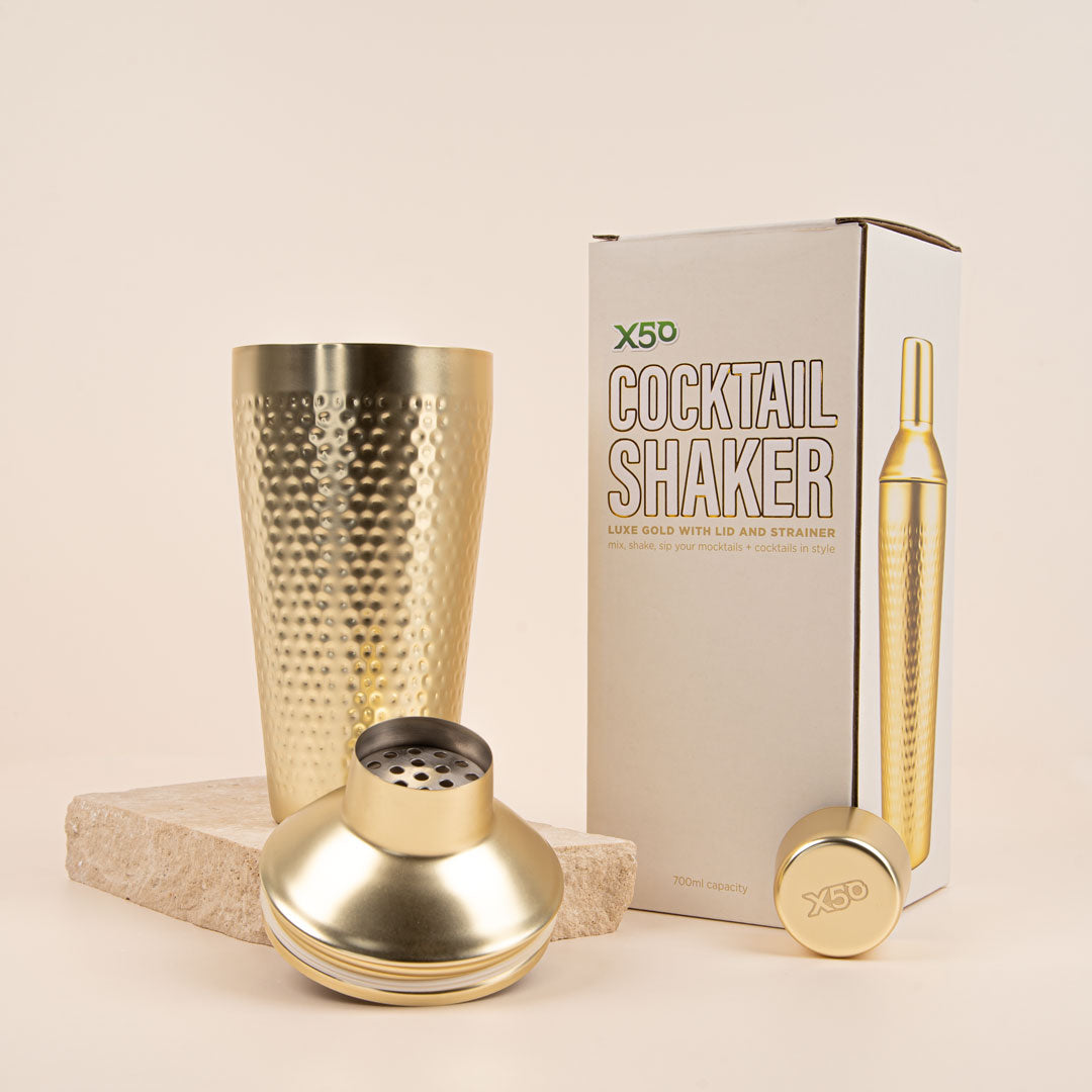 X50 Luxe Gold Cocktail Shaker With Lid & Strainer - 700ml