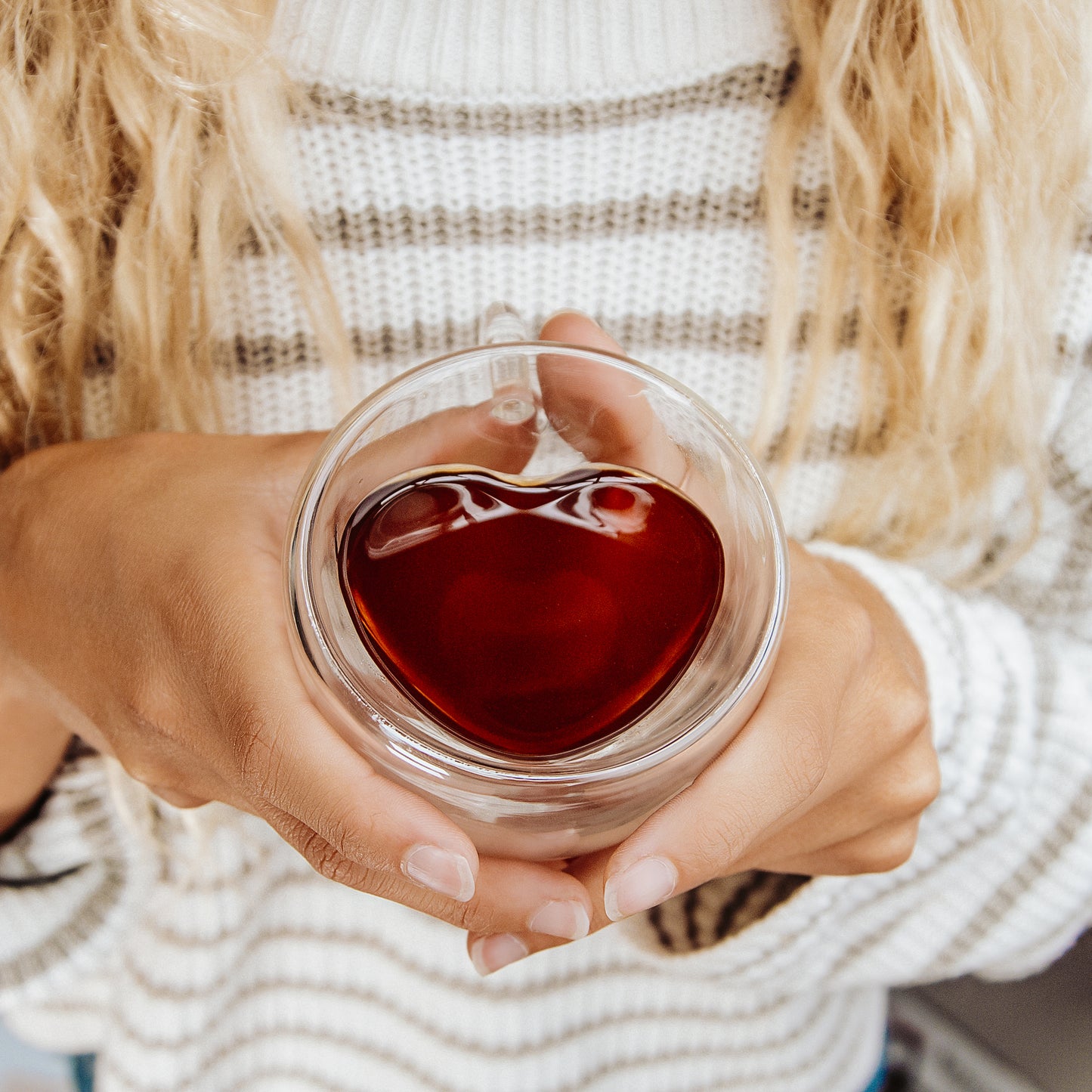 X50 Love Heart Double Wall Glass Tea Cup - 150ml